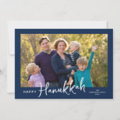 Moderne Script Gelukkig Hanukkah Foto Feestdagenkaart (Voorkant)