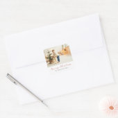 Moderne Script Gelukkig Kerstmis Foto Vierkante Sticker (Envelop)