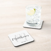 Moderne Script Gepersonaliseerd Monogram & Familie Bier Onderzetter (Rechterzijde)