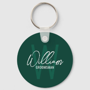 Moderne script gepersonaliseerde bruidsjonker mono sleutelhanger