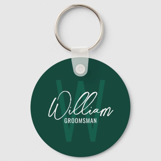 Moderne script gepersonaliseerde bruidsjonker mono sleutelhanger (Voorkant)