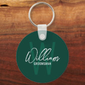 Moderne script gepersonaliseerde bruidsjonker mono sleutelhanger (Voorkant)