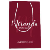 Moderne script gepersonaliseerde bruidsmeisje bord medium cadeauzakje (Voorkant)