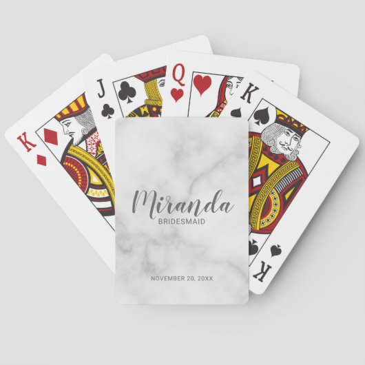 Moderne script gepersonaliseerde bruidsmeisje pokerkaarten (Achterkant)