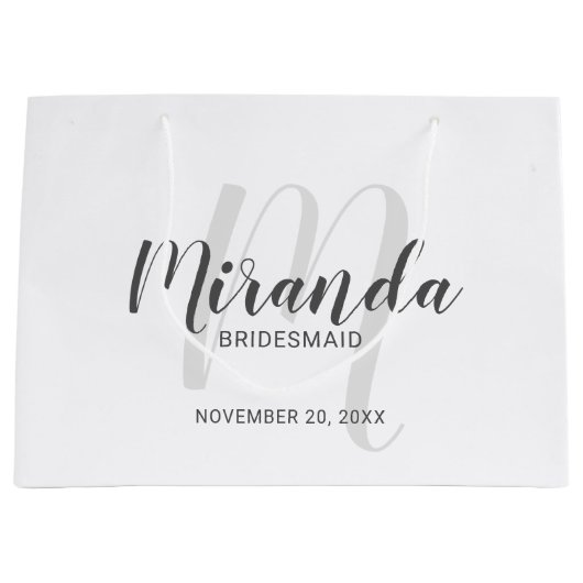 Moderne script gepersonaliseerde bruidsmeisjes groot cadeauzakje (Voorkant)