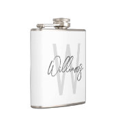 Moderne script gepersonaliseerde monogram en naam heupfles (Rechts)