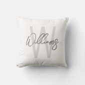 Moderne script gepersonaliseerde monogram en naam kussen (Voorkant)