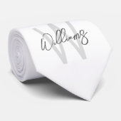 Moderne script gepersonaliseerde monogram en naam stropdas (Opgerold)