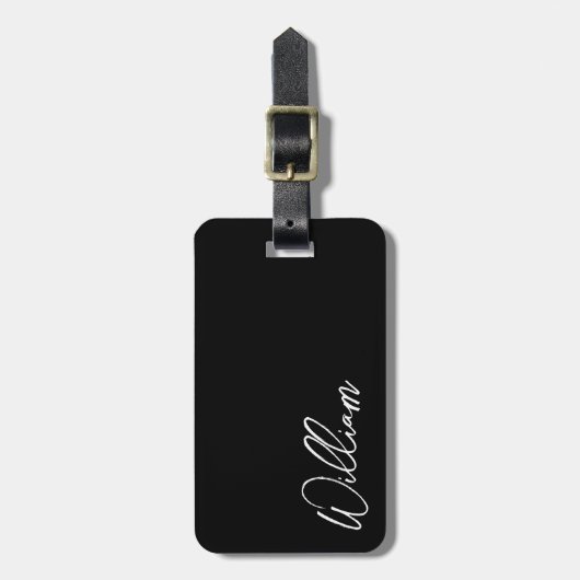 Moderne script Gepersonaliseerde naam bagagelabel (Voorkant verticaal)