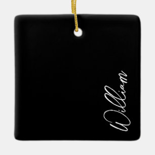 Moderne script gepersonaliseerde naam keramische o keramisch ornament
