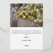 Moderne script gepersonaliseerde trouwkaart bedank folie uitnodiging (Achterkant)