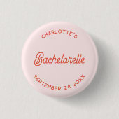 Moderne script gepersonaliseerde vrijgezellenfeest ronde button 3,2 cm (Voorkant)