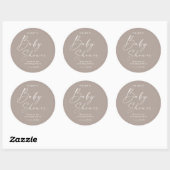 Moderne Script Geslacht Neutrale Baby Shower Ronde Sticker (Vel)