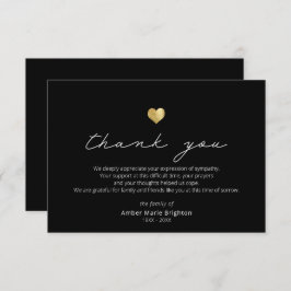 Moderne Script Gold Hart Sympathie Bedankkaart