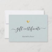 Moderne Script Gold Heart Logo Cadeaucertificaat (Voorkant)