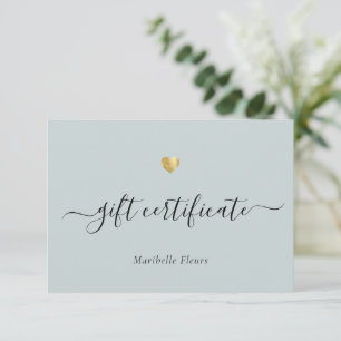 Moderne Script Gold Heart Logo Cadeaucertificaat