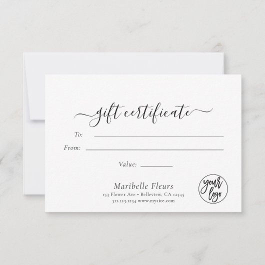 Moderne Script Gold Logo Cadeaubonnen Certificaat (Achterkant)