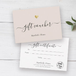 Moderne Script Gold Logo Cadeaubonnen Certificaat