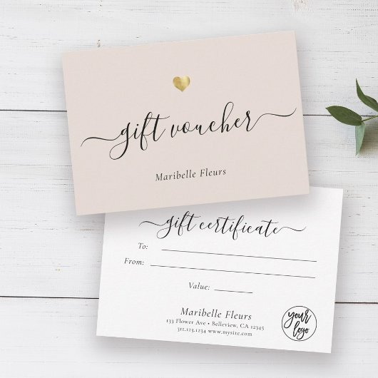 Moderne Script Gold Logo Cadeaubonnen Certificaat
