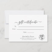 Moderne Script Gold Logo Cadeaubonnen Certificaat (Achterkant)