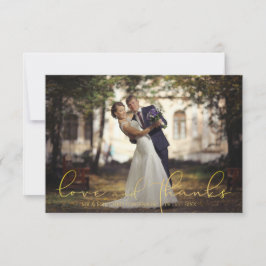 Moderne Script Gold LOVE en BEDANKT Photo Wedding