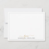 Moderne Script Gold Monogram Initiaal Note Card Notitiekaartje (Voorkant)