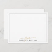 Moderne Script Gold Monogram Initiaal Note Card Notitiekaartje (Voorkant / Achterkant)