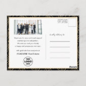 Moderne Script Gold Silver Fireworks Business Foto Briefkaart (Achterkant)