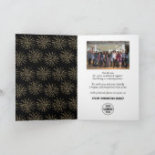 Moderne Script Gold Silver Fireworks Business Foto Feestdagen Kaart (Binnen)