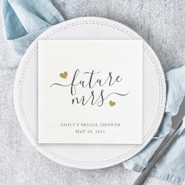 Moderne Script Gouden Harten Toekomstige Mrs Bruil Servet