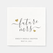Moderne Script Gouden Hartjes Toekomstige Mrs Brui Servet (Voorkant)