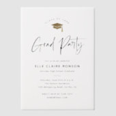 Moderne Script Gouden Pet Graduatiefuif Vellum Uitnodigingen (Voorkant)