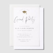 Moderne Script Gouden Pet Graduatiefuif Vellum Uitnodigingen (Offset)