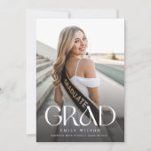 Moderne Script Grad Eenvoudige Foto Afstuderen Aankondiging (Voorkant)