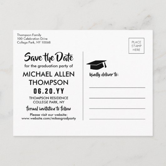 Moderne Script Graduation Party-foto Sla de datum  Briefkaart (Achterkant)