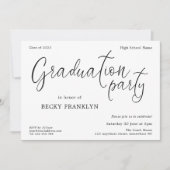 Moderne Script Graduation Party Kaart (Voorkant)