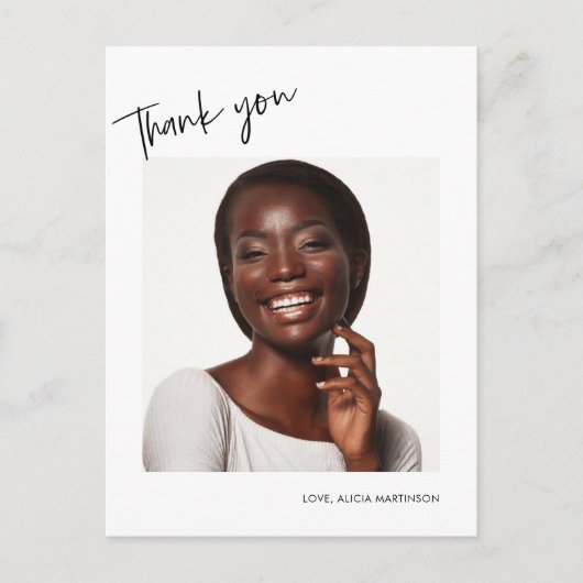 Moderne script Graduation Thank You-foto Briefkaart (Voorkant)