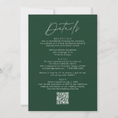 Moderne Script Groene All In One QR Code Huwelijk Kaart (Achterkant)