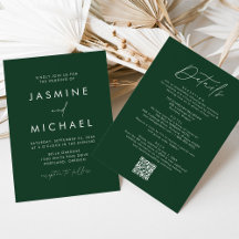 Moderne Script Groene All In One QR Code Huwelijk
