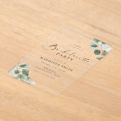 Moderne Script Groene Blad Afscheid Van De Meisjes Acryl Uitnodigingen (Laagn)
