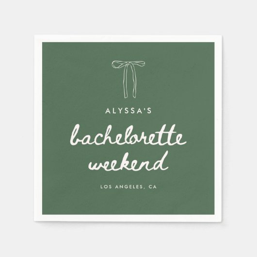 Moderne Script Groene Coquette Meisjesuitje Weeken Servet (Voorkant)