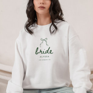 Moderne Script Groene Coquette Strik Bruid Trouwen Trui