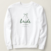 Moderne Script Groene Coquette Strik Bruid Trouwen Trui (Design voorkant)