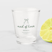 Moderne Script Groene Custom Getuige Naam Shot Glas (Voorkant)
