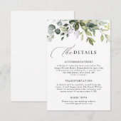 Moderne Script Groene Eucalyptus Trouwdetails Informatiekaartje (Voorkant / Achterkant)