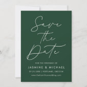 Moderne Script Groene Foto Save The Date (Voorkant)