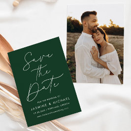 Moderne Script Groene Foto Save The Date