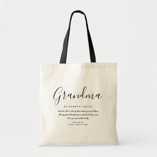 Moderne Script Grootmoeder Citaat Tote Bag (Voorkant)