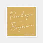 Moderne script handgeschreven trouw boho geel servet (Voorkant)