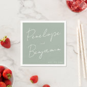 Moderne script handgeschreven trouw Boho Sage Servet (Insitu)